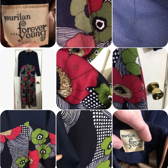 Vintage Maxi Dress 60s/70s mod hostess psychedelic floral Puritan Forever Young - Picture 3 of 9